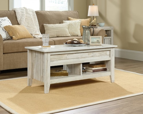 Farmhouse Lift-Top Coffee Table with Lower Storage Shelf