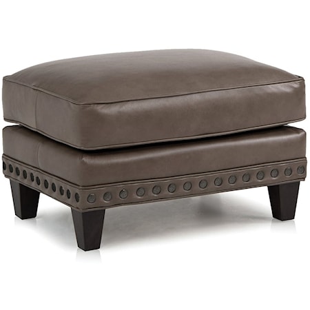 Transitional Upholstered Ottoman with Nail Head Trim
