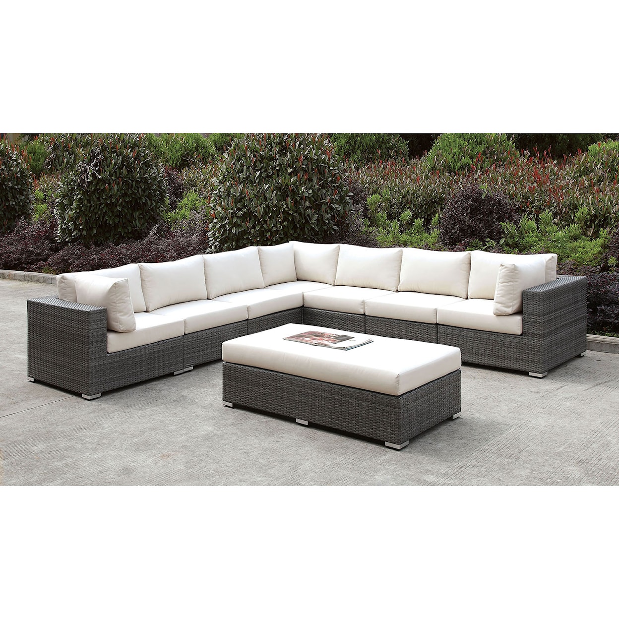 Furniture of America Somani Large L-Sectional + Bench