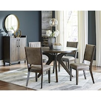 Contemporary Dining Set with 4 Chairs and Bar Cabinet