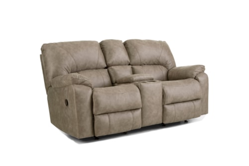 Casual Manual Rocking Reclining Loveseat with Center Console