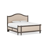 Transitional King Grand Upholstered Bed with Curved Footboard
