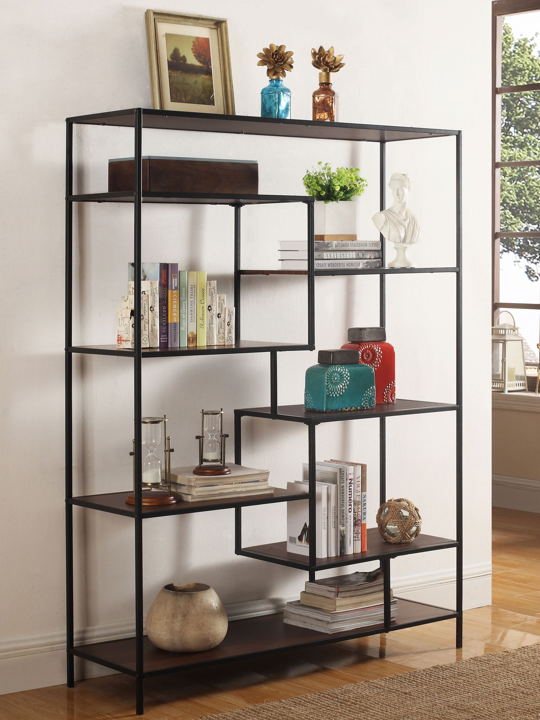 Asher 7-shelf Geometric Bookcase