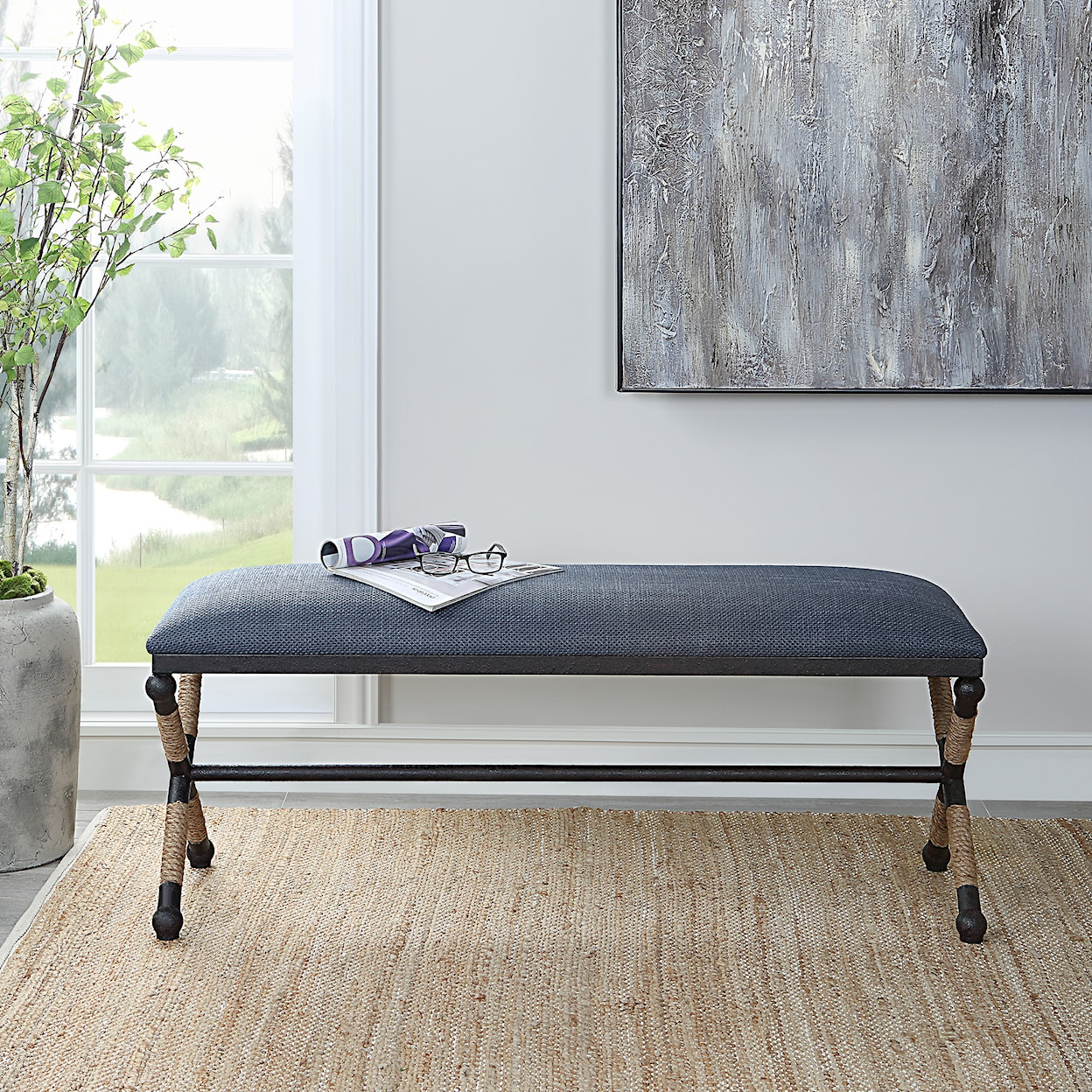 Uttermost Firth Firth Rustic Navy Bench