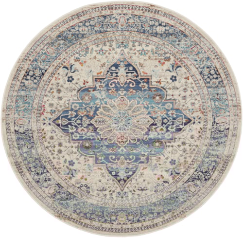 6'  Ivory Blue Round Rug