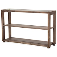 Rustic 2-Shelf Console Table with Glass Top