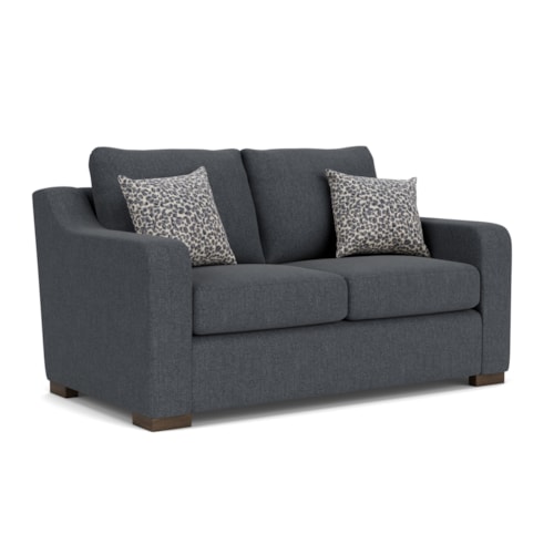 Transitional Loveseat with Sloped Track Arms