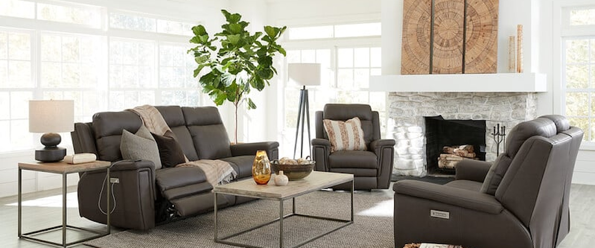 Asher Contemporary 3-Piece Living Room Set