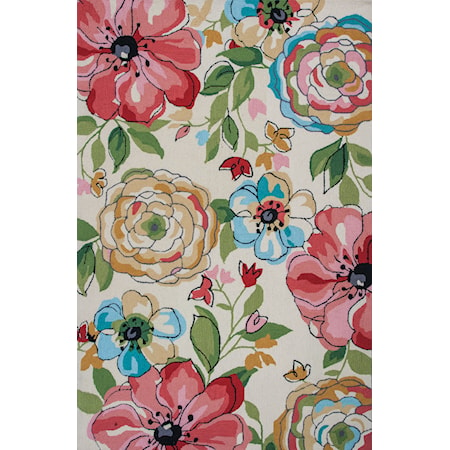 2' X 7'6" Sand Floral Splash Area Rug