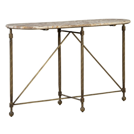 Oval Console Table with Marble Top