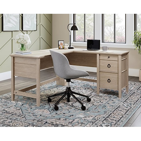 East Adara Rustic L-Shaped 2-Drawer Desk