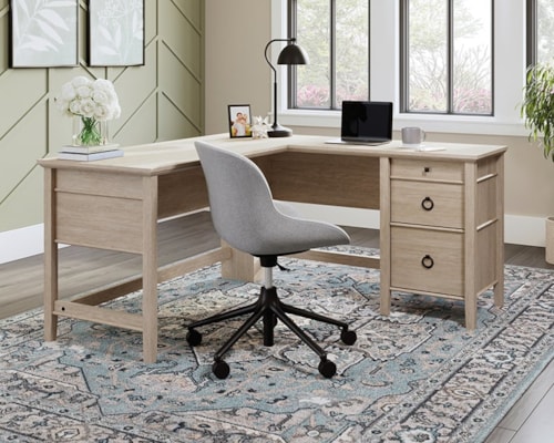 East Adara Rustic L-Shaped 2-Drawer Desk