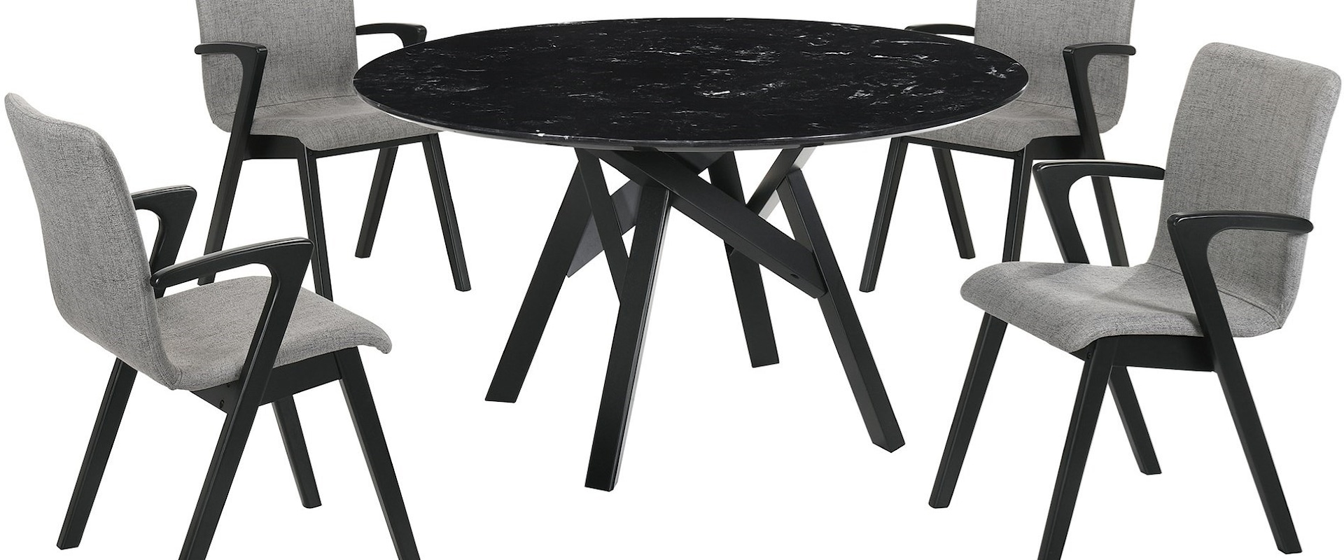 Mid-Century Modern 5-Piece Black Dining Set