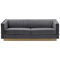 Contemporary Velvet and Gold Sofa