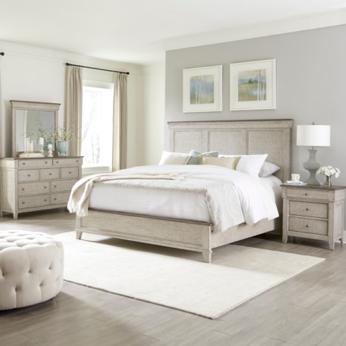 Farmhouse 4-Piece Queen Panel Bedroom Set with Nightstand