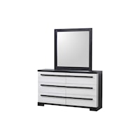 Contemporary 6-Drawer Dresser and Mirror