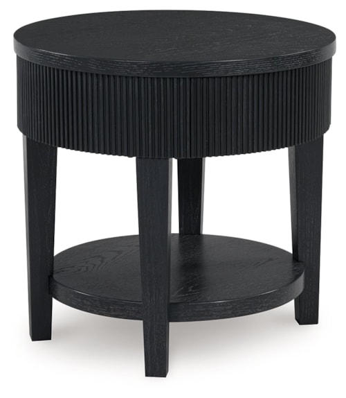 Round End Table with Reeded Apron