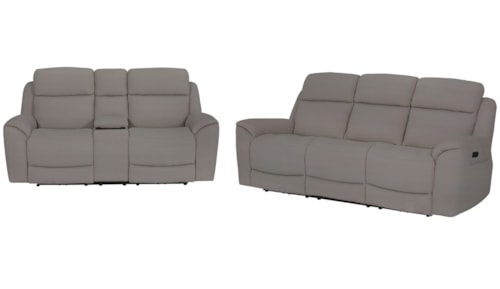 Casual Power Reclining Sofa and Loveseat Set with Power Headrests and Lumbar Support