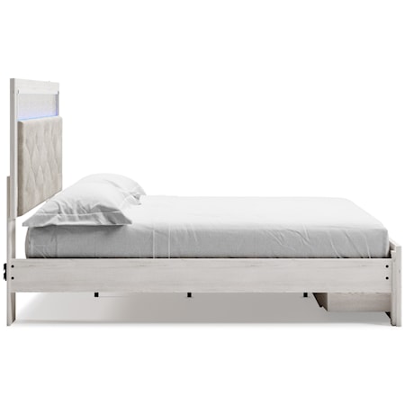 King Storage Bed with Upholstered Headboard