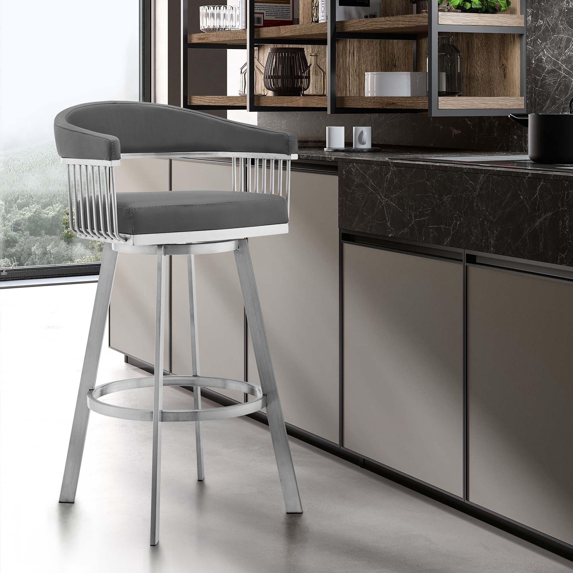 Armen Living Chelsea Counter Height Swivel Barstool