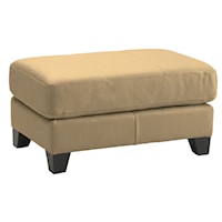 Juno Contemporary Rectangular Ottoman with Exposed Wooden Legs