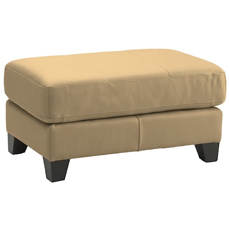 Juno Contemporary Rectangular Ottoman with Exposed Wooden Legs