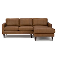 Leather Chaise Sofa with RAF Chaise & Wood Feet