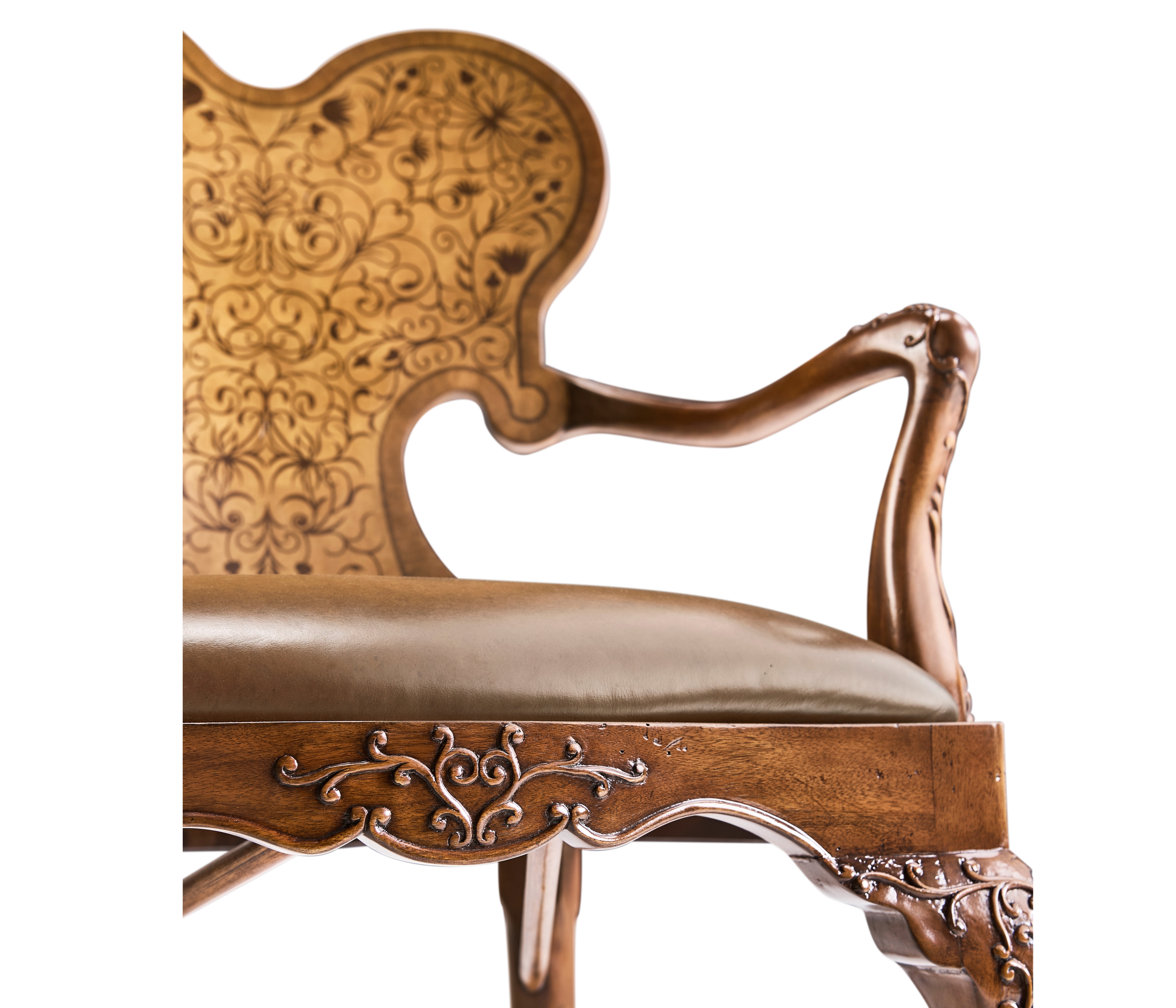 Jonathan Charles JC Traditional Seaweed Marquetry Arm Chair