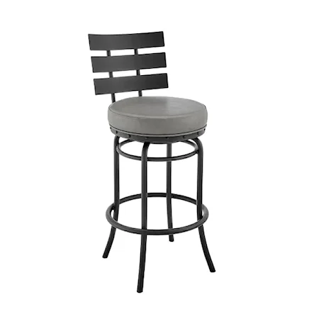 Industrial Barstool with Slat Back