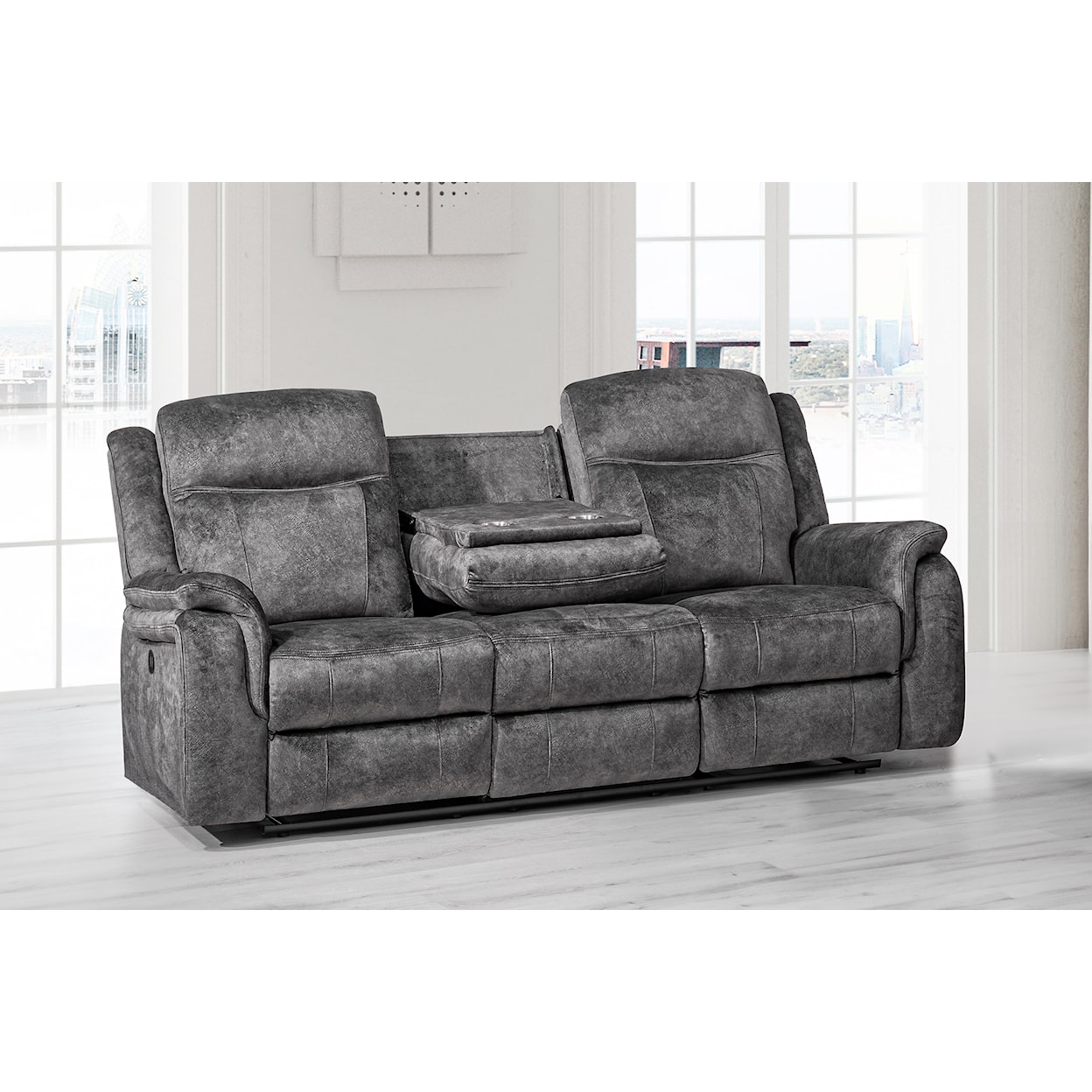 New Classic Furniture Park City Upholstered Dual Reclining Sofa