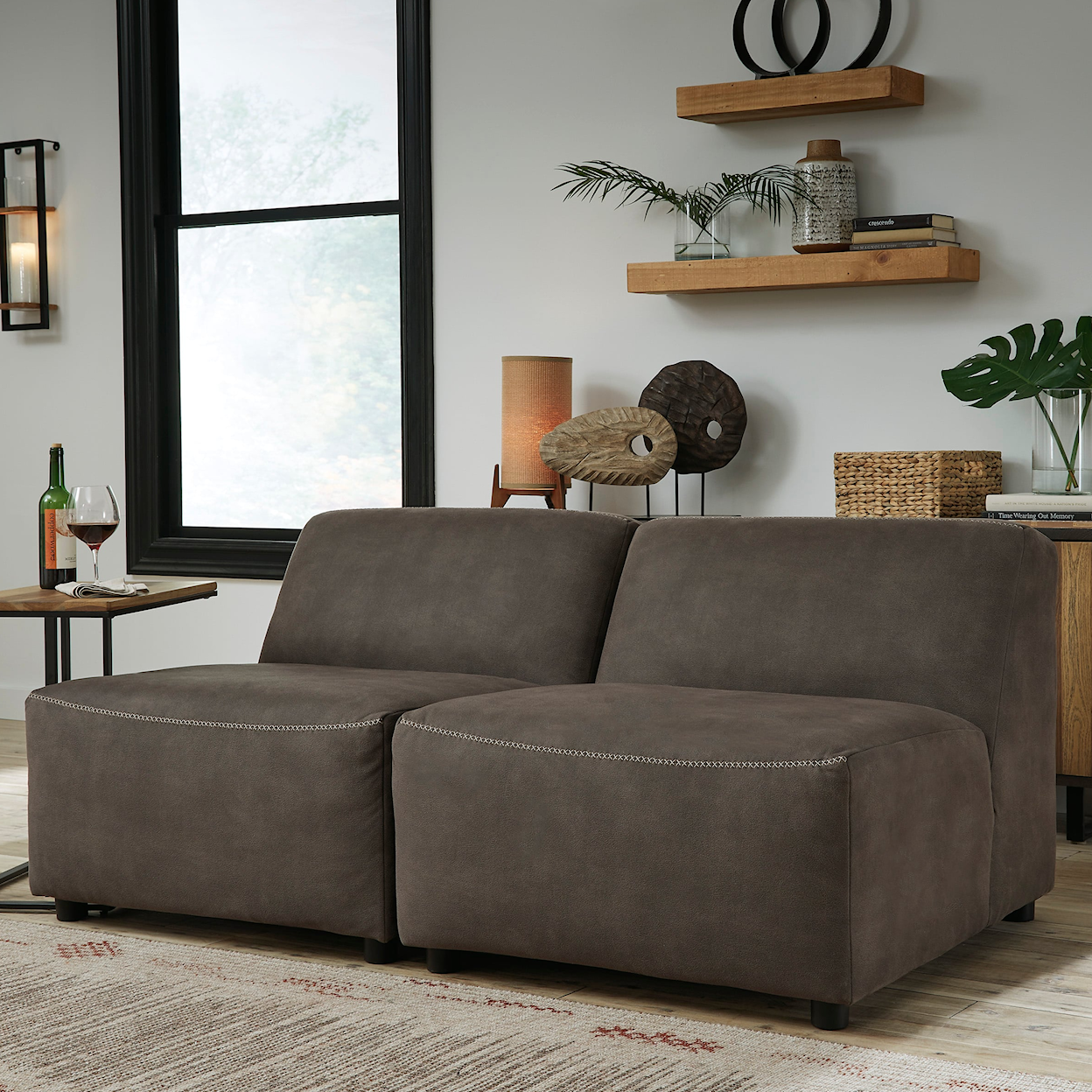 Signature Allena 2-Piece Armless Loveseat