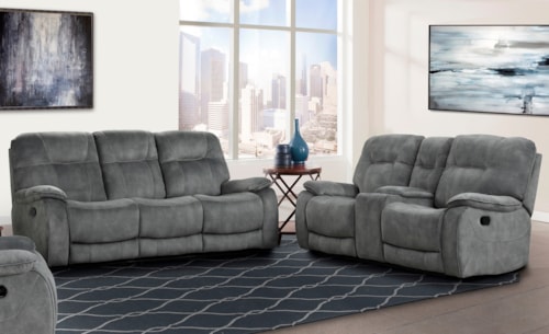 Casual Manual Reclining Sofa and Loveseat Set