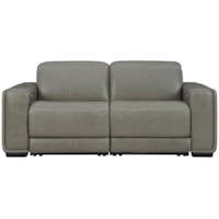 Contemporary Leather Match Power Reclining Loveseat