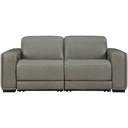 Contemporary Leather Match Power Reclining Loveseat