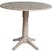 Round Dropleaf Pedestal Table in Taupe Gray