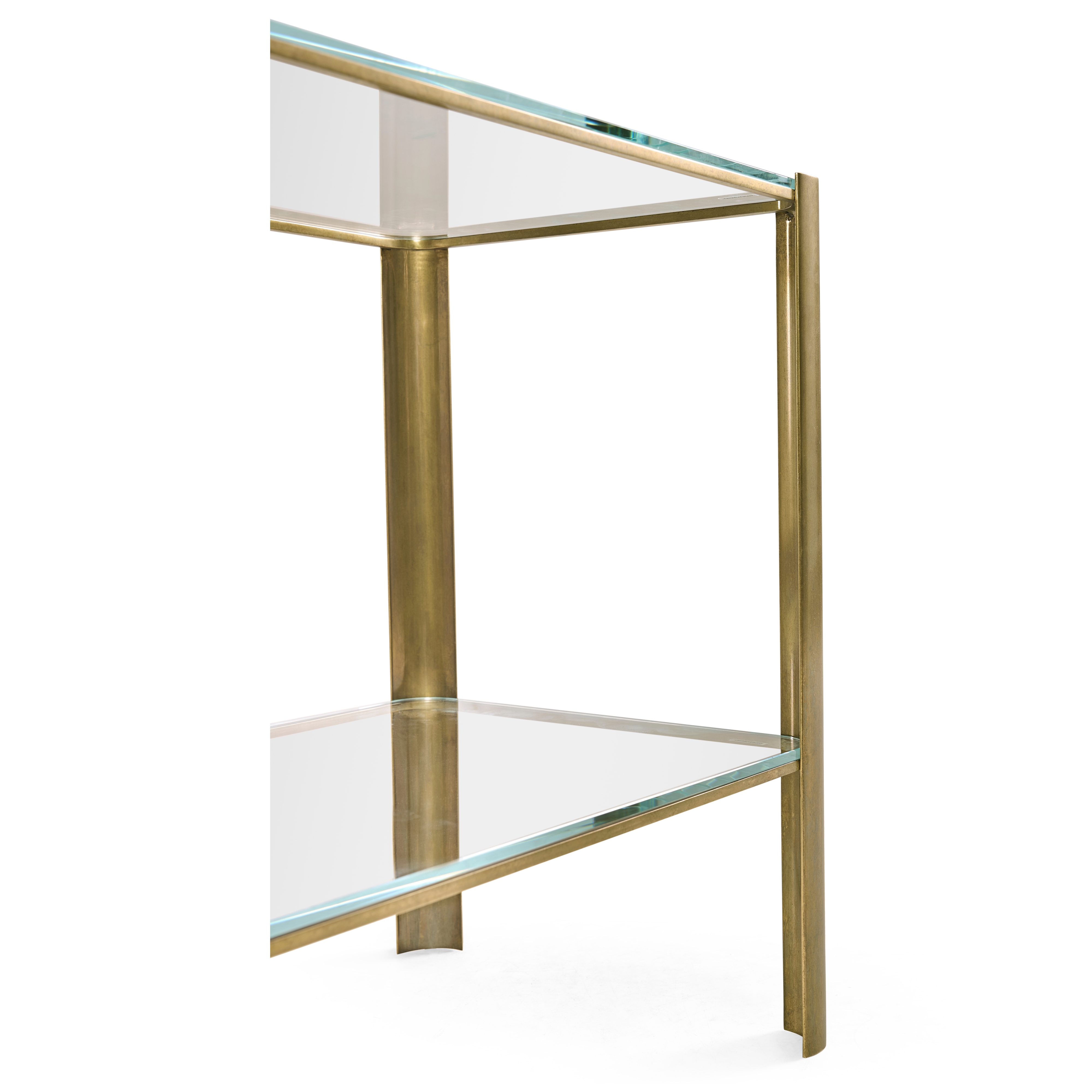 Jonathan Charles JC Modern Brass & Glass End Table