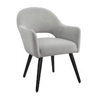 Mid-Century Modern Sabine Dining Chair with Velvet Light Grey Upholstery