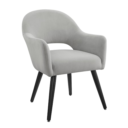 Dining Chair Velvet Light Grey Upholstery