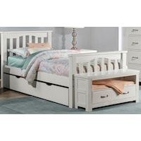 Mission Style Full Bed with Wide Plank Spindles and Under Bed Trundle