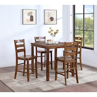 Casual 5-Piece Wooden Counter Height Dining Set