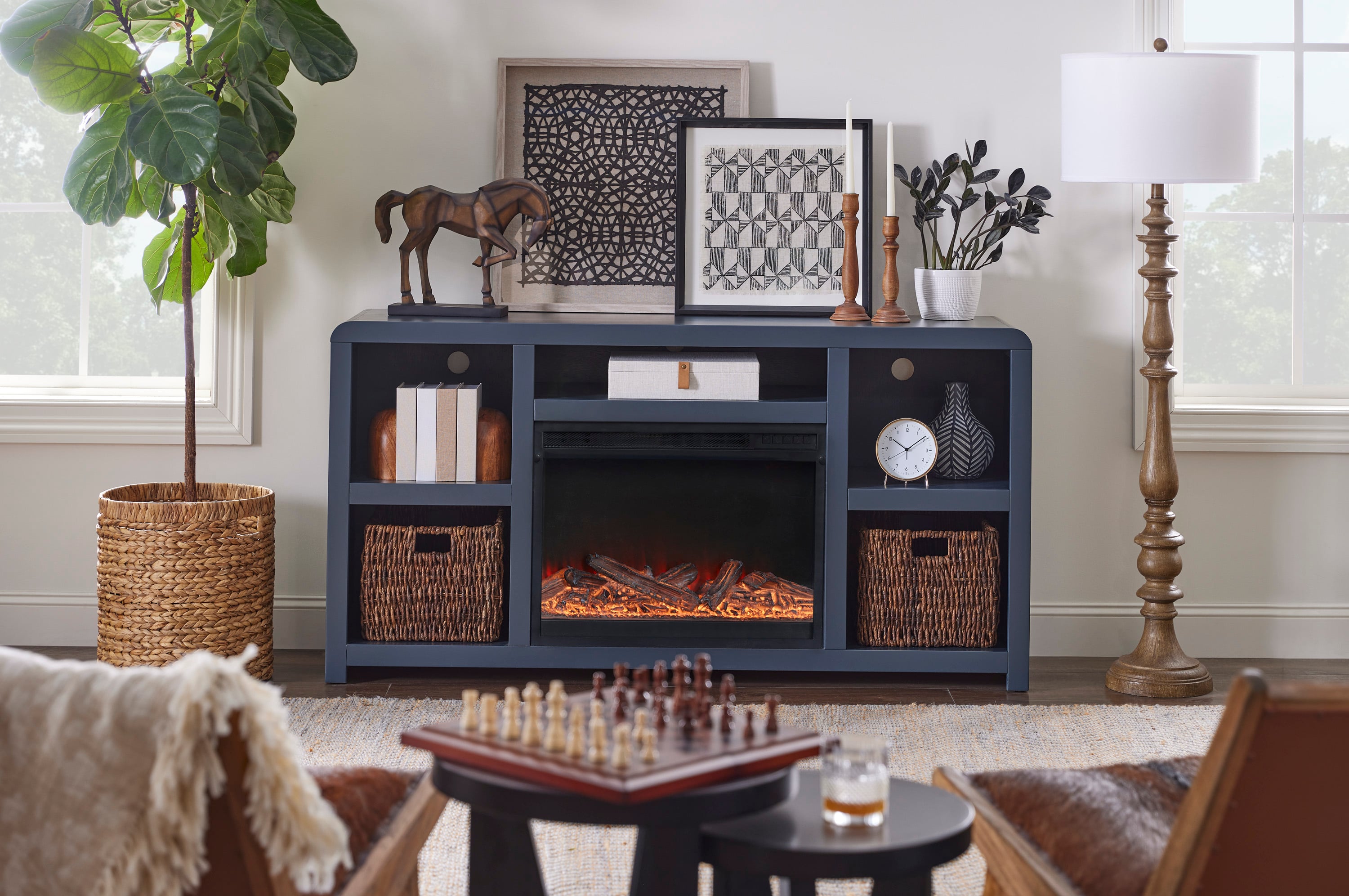 5-Shelf 66" Fireplace Console