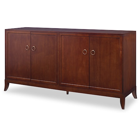 Contemporary 4-Door Low Credenza with Tray Drawers