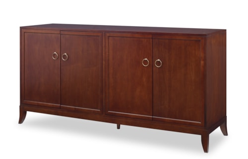 Contemporary 4-Door Low Credenza with Tray Drawers