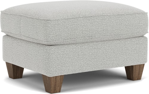 Transitional Upholstered Ottoman with Tapered Legs