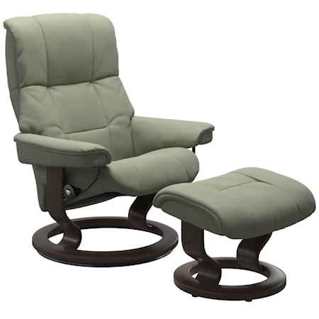 Large Reclining Chair & Ottoman with Classic Base