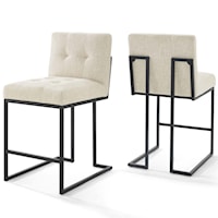Black Stainless Steel Upholstered Fabric Counter Stool Set of 2