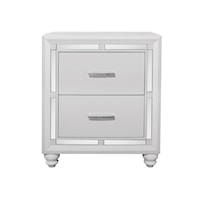 Glam 2-Drawer Nightstand with Mirror Accents