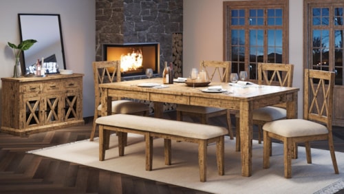 6-Piece Table and Chair Set with Bench