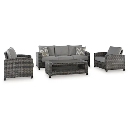 Outdoor Sofa/Chairs/Table Set (Set of 4)