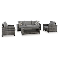 Outdoor Sofa/Chairs/Table Set (Set of 4)